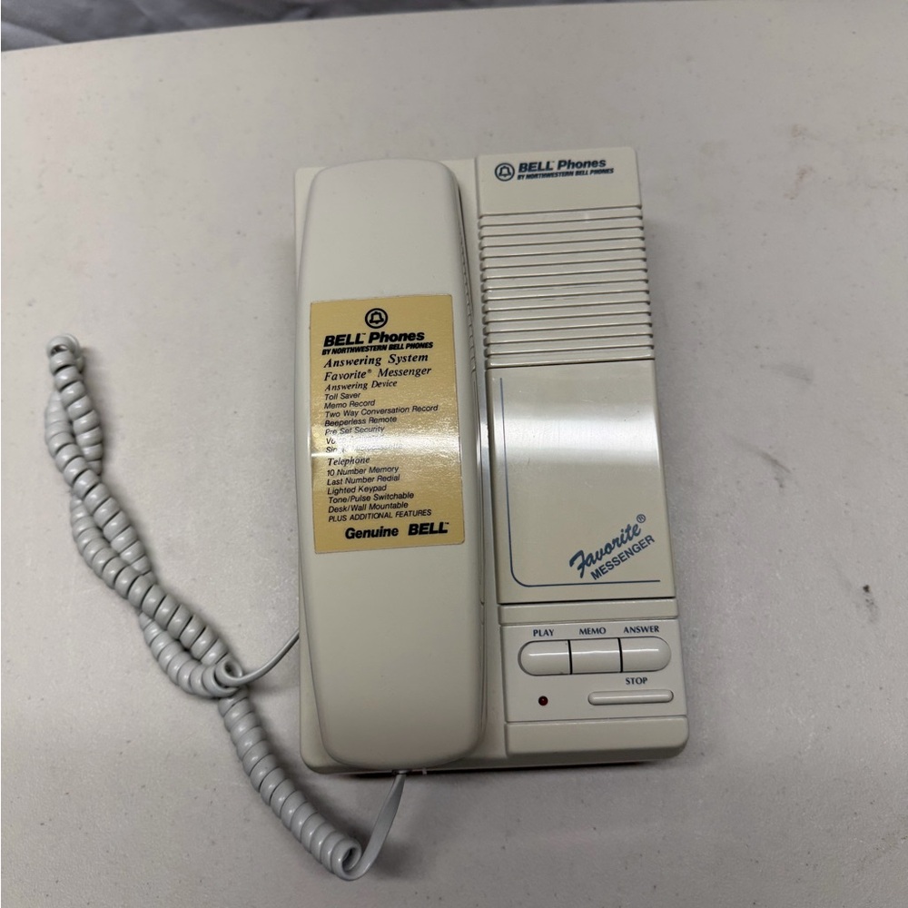 Vintage Bell Phone With Cassette Answering for Desk or Wall Untested No pwr cord
